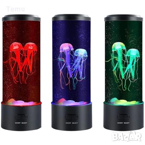 Настолна LED нощна лампа аквариум с медузи, снимка 6 - Лед осветление - 46440530