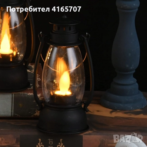 LED свещ-лампа ретро фенер – реалистична трепкаща светлина за уютен дом и празнична атмосфера, снимка 3 - Декорация за дома - 52815816