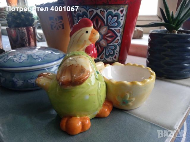 керамична кокошка с кошничка от Италия, снимка 1 - Декорация за дома - 45514986