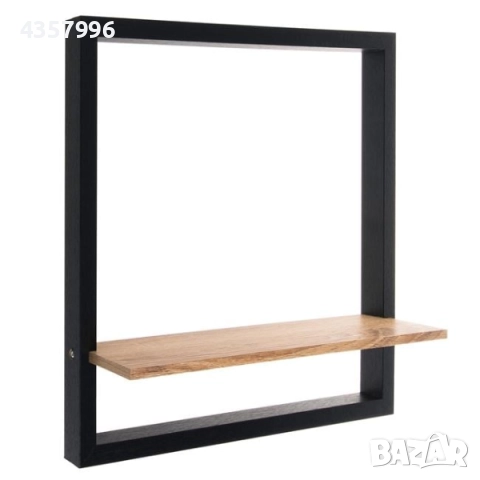 Декоративен рафт с черна рамка, Дърво , снимка 2 - Етажерки - 51998248