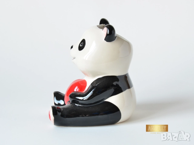 Керамична Кашпа във Формата на Панда Държаща Сърце / Декоративна Ваза с Панда / Подарък за Нов Дом, снимка 7 - Декорация за дома - 52398765