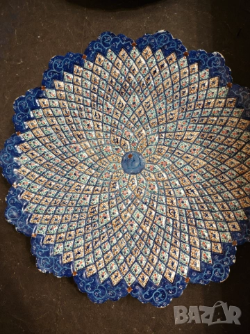 Minakari ръчно изработена медна емайлирана чиния за стена , снимка 3 - Декорация за дома - 52741473