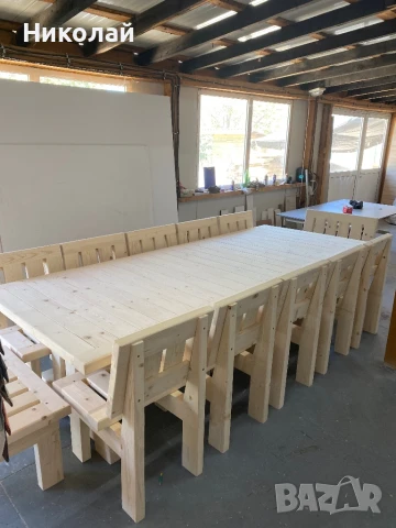 Дървена маса със столове, снимка 4 - Маси - 50909585