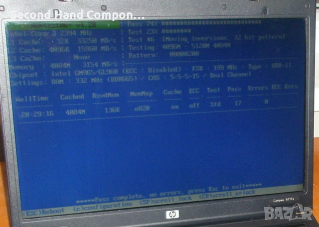 HP 6710b Dual Core T4200,4GB DDR2,SSD 120gb,GPU Intel,батерия,зарядно., снимка 11 - Лаптопи за работа - 51273722