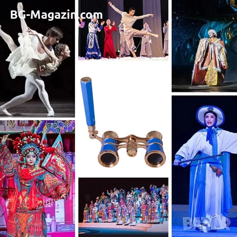 Луксозен син бинокъл за театър с дръжка 3×25 за опера концерти балет подарък театрален оперен, снимка 4 - Други ценни предмети - 50931332