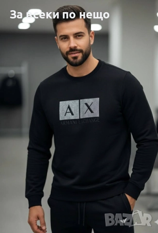 Armani Exchange  Мъжки Черен Спортен Комплект🔝Мъжки Спортен Екип Армани Ексчейндж Код A1090, снимка 2 - Спортни дрехи, екипи - 52350390