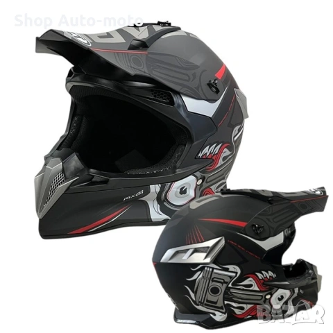 Кросова каска Automat, S, M, L и XL, Matt Black/Grey Red