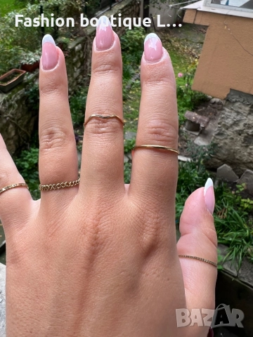 Комплект от 5 броя златни тънки пръстена с различни ширини за различни места ❤️, снимка 3 - Пръстени - 52378029