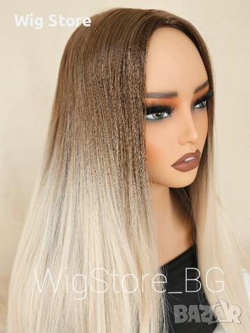 Дълга права руса перука без бретон, снимка 2 - Аксесоари за коса - 51845014