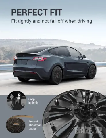 19" Тасове за Tesla model Y, ABS черен мат с капачки в 3 цвята, снимка 4 - Аксесоари и консумативи - 49316597