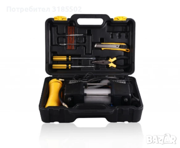 Комплект “Пътна помощ” – компресор за гуми с маркуч за въздух и инструменти  2ц. 12V