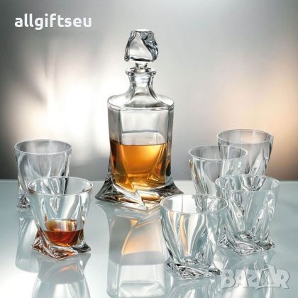 Комплект 6 чаши за уиски с декантер, снимка 2 - Чаши - 45805314