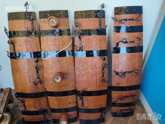 Красиви закачалки изработени от автентични реставрирани бурета с ръчно ковани куки с елементи листа , снимка 8 - Декорация за дома - 44097295