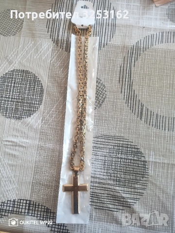 Масивен мъжки ланец,с кръст 