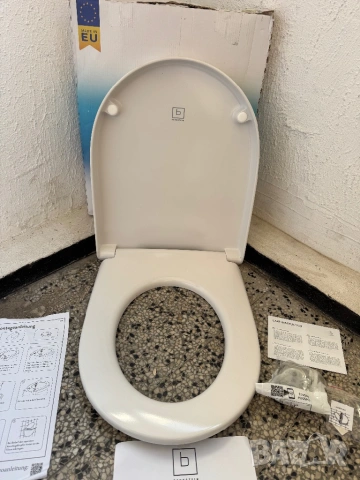 Тоалетна Седалка с Капак Benkstein 113568 – Универсална Бяла WC Седалка с Плавно Затваря, D-форма!