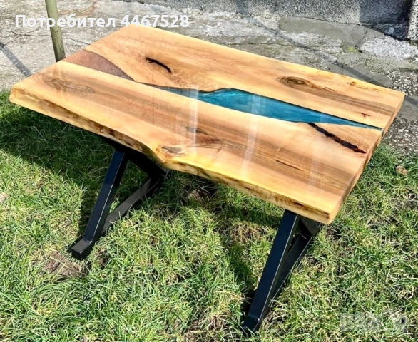 Масивна маса от орех и смола , снимка 2 - Маси - 54194938