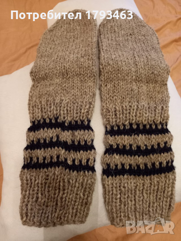 Ръчно плетени мъжки чорапи от вълна размер 44, снимка 4 - Мъжки чорапи - 44530770