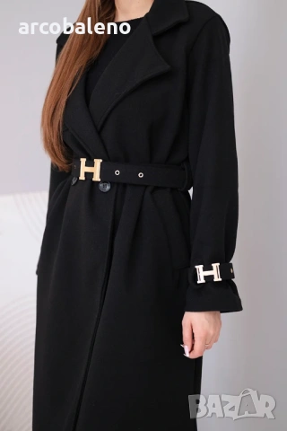 Дамско палто с колан и златни катарами, 4цвята , снимка 10 - Палта, манта - 53687342