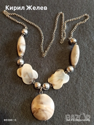 Винтидж стил красиво колие мраморен ефект стил и елегантност 51813, снимка 6 - Колиета, медальони, синджири - 53476259