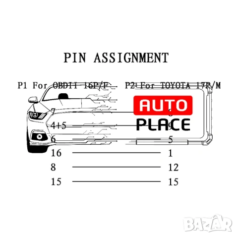 Кабел / Преходник / Адаптер за Toyota 17 Пина 17 Pin Тойота Delphi, снимка 6 - Аксесоари и консумативи - 53972931