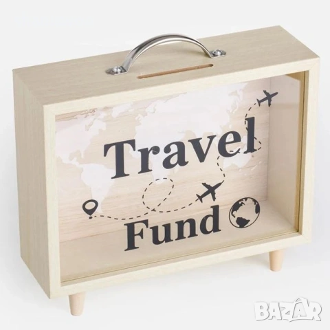 Дървена кутия - касичка за пътувания, снимка 2 - Подаръци за рожден ден - 27522141