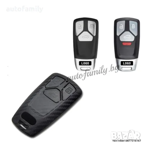 Кутийка за ключ карбон за AUDI с 3 бутона - 2, снимка 1