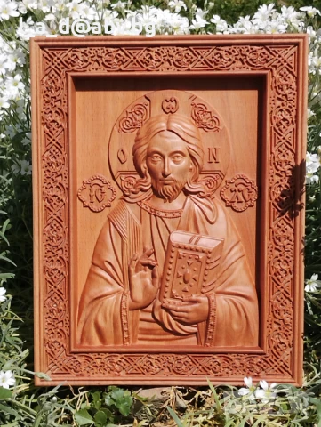  Икона Исус Христос Вседържател - авторска дърворезба 
