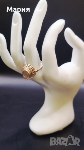 Златен пръстен 583 с естествен камък - винтидж, снимка 16 - Пръстени - 53735965