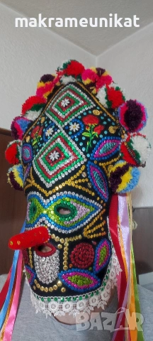 Кукерска маска, гугла, нова, Новодел, уникат, ръчна изработка , снимка 11 - Декорация за дома - 46988271