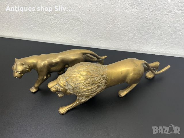 Големи бронзови фигури на лъв и лъвица / прайд. №5359, снимка 3 - Антикварни и старинни предмети - 45669681