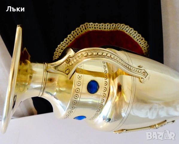 Царски бронзов свещник,ваза,рубин,сапфир,35 см.,780 гр. , снимка 6 - Антикварни и старинни предмети - 51609334