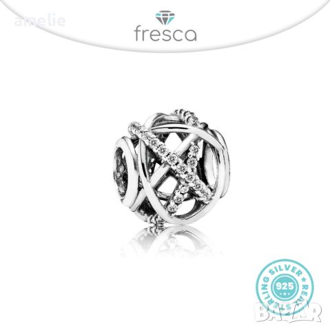 Талисман Fresca по модел тип Пандора сребро 925 Pandora Galaxy. Колекция Amélie, снимка 1 - Гривни - 30646594