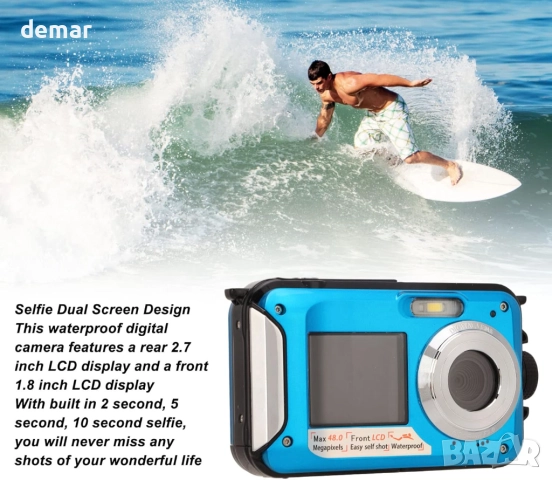 Подводна водоустойчива камера, до 3 метра, Full HD 2.7K 48MP автофокус, снимка 2 - Камери - 51893748