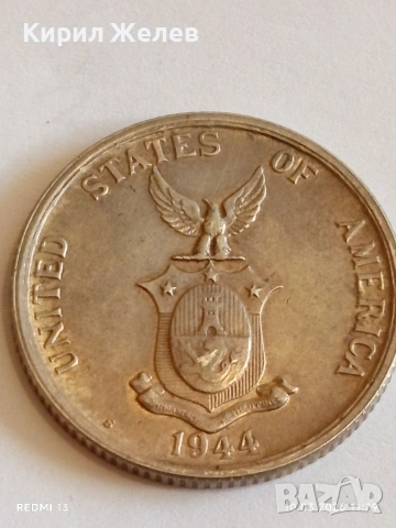 Сребърна монета 5 сентавос 1944г. Филипините Администрация на САЩ 48038, снимка 6 - Нумизматика и бонистика - 53779015