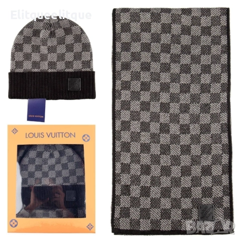 комплект шапка и шал в кутия Louis Vuitton polo hugo boss, снимка 5 - Шапки - 52199897