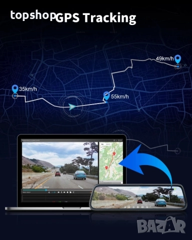 ThiEYE 4K Dash Carview 4 Mirror Dash Cam с камера за заден ход 10-инчов IPS сензорен екран...., снимка 3 - Аксесоари и консумативи - 51629091