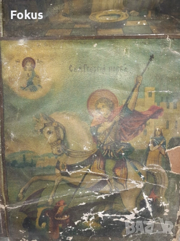 Много стара руска икона литография, снимка 4 - Антикварни и старинни предмети - 53394329