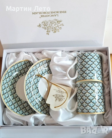 Сервиз за кафе Lancaster. Фин костен порцелан 2 комплекта х 2 чаши и чинийки., снимка 10 - Сервизи - 53179950