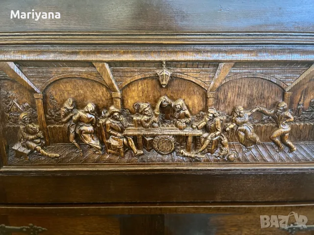 Секция / масивно дърво с дърворезба , снимка 3 - Секции и витрини - 50065775