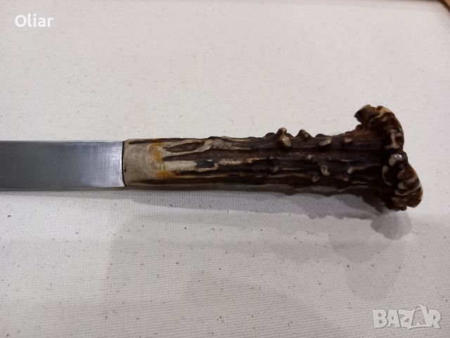 Стар нож SOLINGEN с дръжка от рог и кания от естествена кожа., снимка 4 - Ножове - 45830475