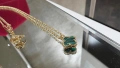 Van Cleef & Arpels VCA Gold Green Malachite Sweet Alhambra Clover Дамско Колие, снимка 7