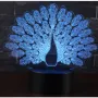 Холограмна 3D LED лампа - Паун,RGB Седемцветен Интелигентен Контрол,USB, снимка 6