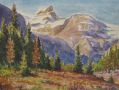 Картина акварел Планински пейзаж 1938 г., Г.К., в рамка 20/26 см, отличен, снимка 3