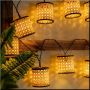 Градински лампи, Соларна украса тип гирлянд, ратанови фенери, 3,8 см, 10 бр., снимка 2