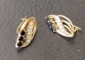 Украински златни обеци с черен топаз и куб.циркон , снимка 3