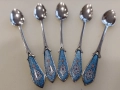 ССребърни 84 руски лъжички с емайл за чай или кафе-120 лв за брой,сребро 84, снимка 5