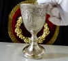 Посребрена чаша за вино,бокал с лози и грозде. , снимка 2