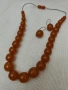 Стар руски кехлибарен гердан с кръгли,плътни зърна и обеци кехлибар и сребро ,50 грама, снимка 10