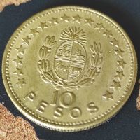 Монета Уругвай 10 песос, 1965, снимка 1 - Нумизматика и бонистика - 45177866