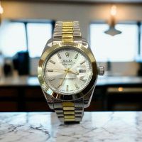 Часовник Rolex Datejust бял циферблат и сиво/жълта каишка , снимка 1 - Мъжки - 45887287